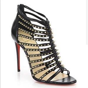 CHRISTIAN LOUBOUTIN
Black Studded Leather 'millaclou 100' Caged Sandals size 38